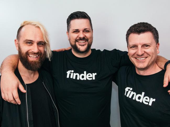 Finder founders Fred Schebesta, Jeremy Cabral and Frank Restuccia. Picture: Supplied.