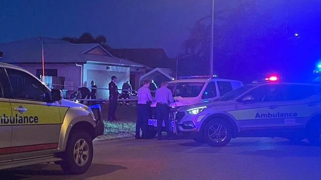 Police at the scene of a fatal shooting in Townsville on April 21.