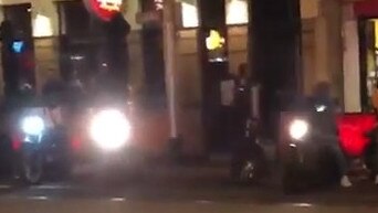 Bikies doing burnouts leaving the Richmond Club on Swan St