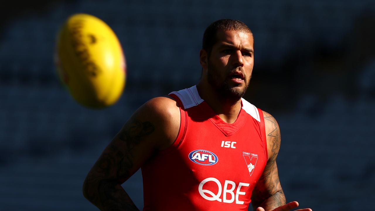 Swans player Lance Franklin is already physically similar in many ways  to what the players of 2050 will be like. Picture Nathan Edwards