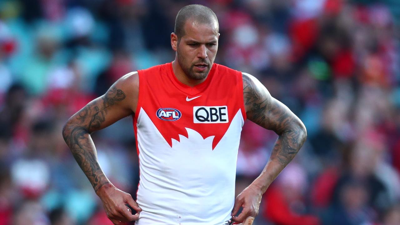 Lance Franklin’s future is the talk of the town. (Photo by Jason McCawley/AFL Photos/via Getty Images )