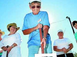 Loris Grogan, Shauna Noble, Raylee Walsh, Dorothy Skewes and Cheryl Blythe hammer it up. Picture: Blainey Woodham