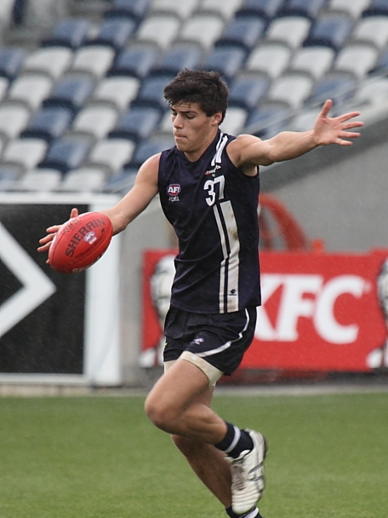 Lewis Melican in action for the Geelong Falcons in 2013. Picture: Brian Bartlett.