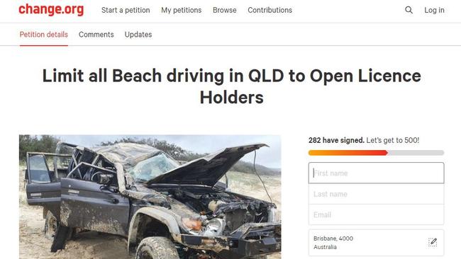 A change.org petition has collected more than 280 signatures that support banning provisional driving on South East Queensland beaches.