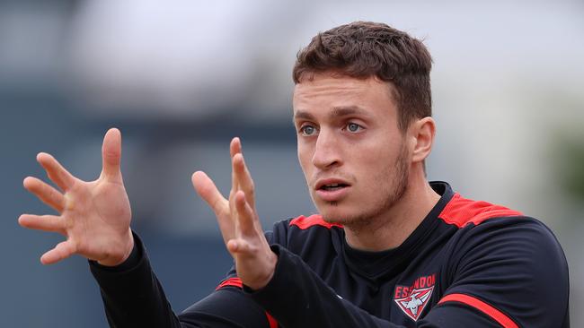 Essendon training at Broadbeach Oval on the Gold Coast . 22/07/2020.   Orazio Fantasia of the Bombers has an easy day at training today  . Pic: Michael Klein