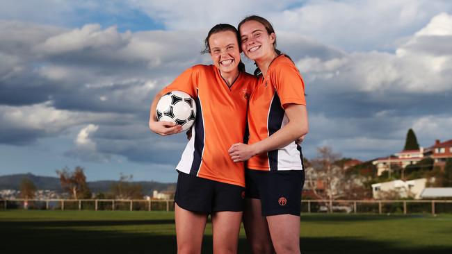 Charlotte Ingram 18 and Elsie Lamb 17 will play for Fahan School in the SATIS grand final. Picture: NIKKI DAVIS-JONES