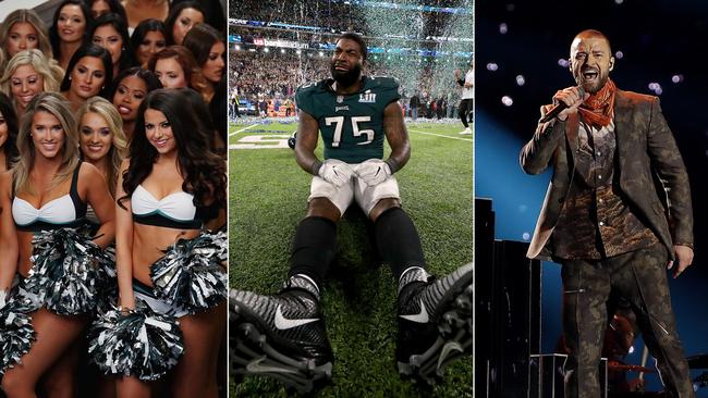 MINNEAPOLIS, MN - FEBRUARY 04: The Philadelphia Eagles cheerleaders take the field prior to Super Bowl LII against the New England Patriots at U.S. Bank Stadium on February 4, 2018 in Minneapolis, Minnesota. Streeter Lecka/Getty Images/AFP == FOR NEWSPAPERS, INTERNET, TELCOS & TELEVISION USE ONLY ==