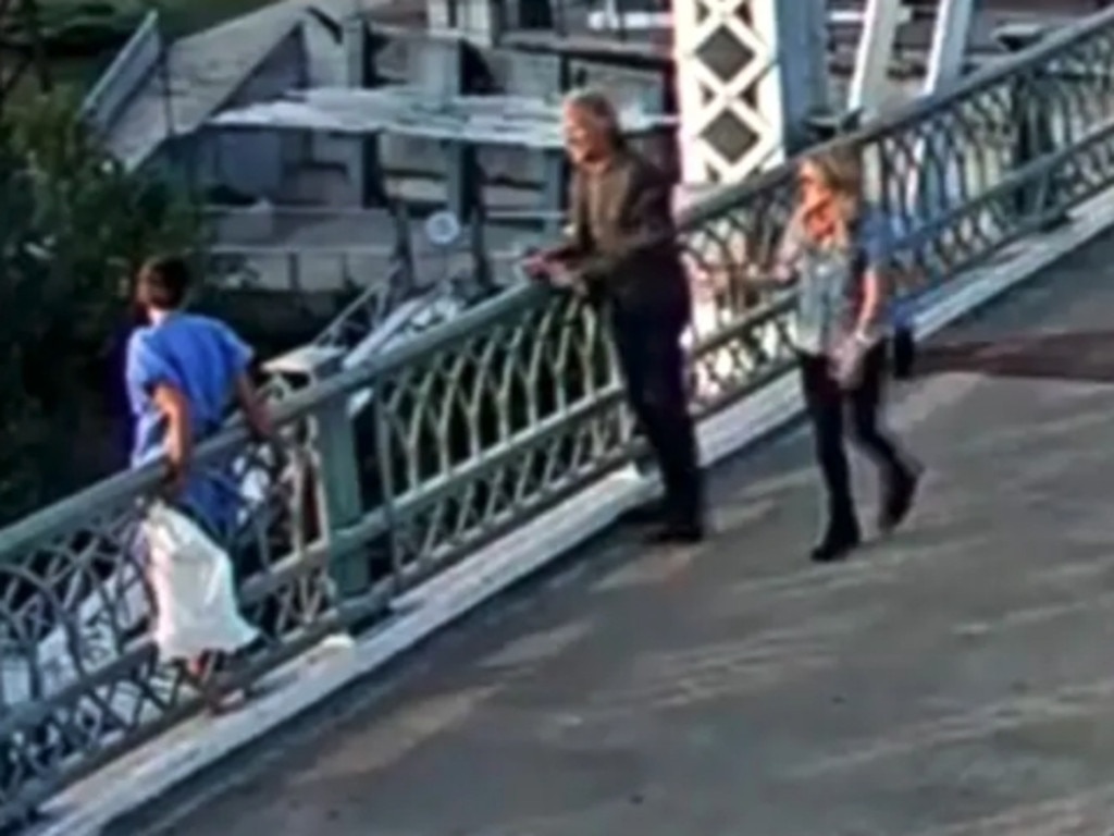 Jon Bon Jovi approaches the woman on the bridge. Picture: Metropolitan Nashville Police Department