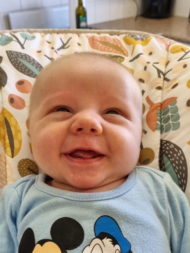 Jesse Stringer’s “big cheeky smile” encouraged his parents to nominate him for the NT News Cutest Wet Season Baby competition. Picture: Supplied