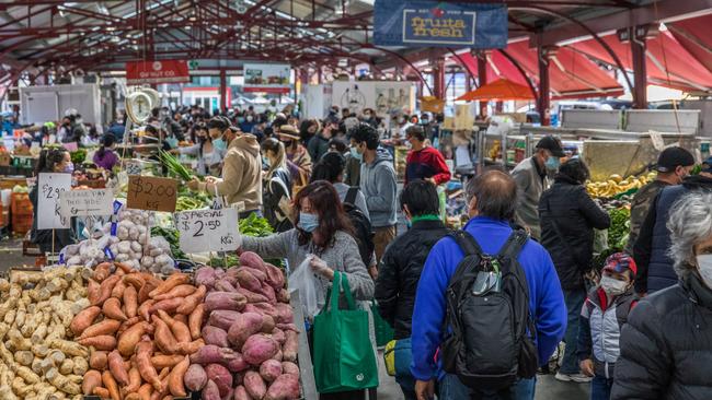 A thriving Queen Victoria Market in Melbourne on Sunday. Picture: Getty Images