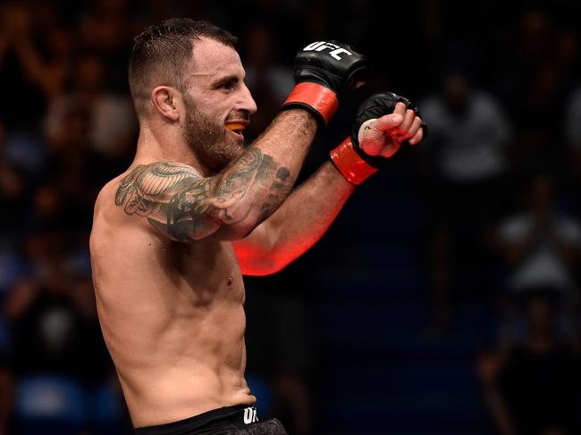 Alexander Volkanovski overcame a back injury at UFC 221. Picture: Jeff Bottari/Zuffa LLC/Zuffa LLC via Getty Images