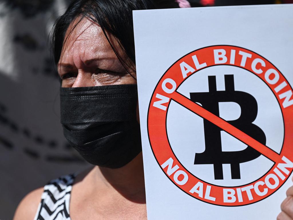 El Salvador on Tuesday becomes the first country in the world to accept bitcoin as legal tender, despite widespread domestic scepticism and international warnings of risks for consumers. Picture: Marvin Recinos/AFP)