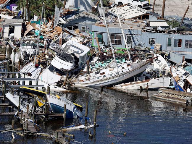 Boats are piled on top of each other after Hurricane Ian passed through Fort Myers Beach, Florida. Picture: Joe Raedle/Getty Images/AFP