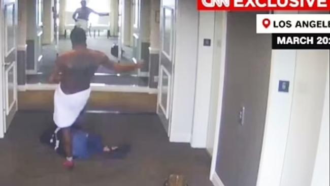 CNN cctv footage showing Diddy, wrapped in a towel, with Cassie Ventura.