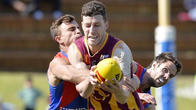 WAFL WEST PERTH V SUBIACO at MEDIBANK STADIUM Subiaco's Sam Menegola (7) under pressure from West Perth