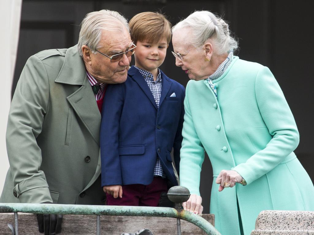 Queen Margrethe, Prince Henrik and Prince Vincent share a moment. Picture: Julian Parker/UK Press via Getty Images