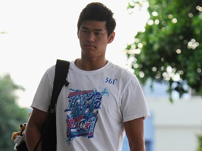 Convicted drug cheat Sun Yang training on the Gold Coast.