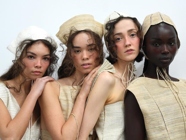 Models pose backstage ahead of the Next Gen presented by DHL show don Monday. Picture: Getty Images