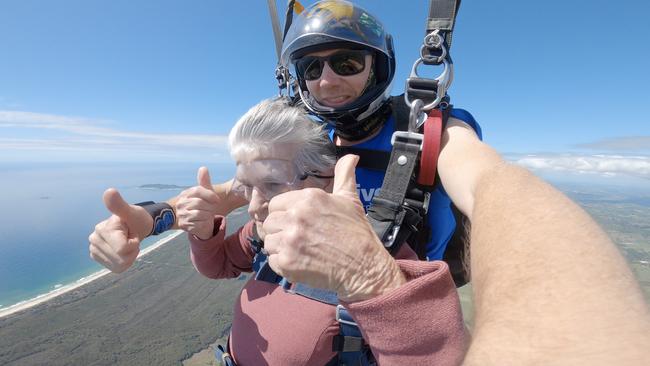 Ballina woman Mavis Austen, aged 90, went skydiving with Skydive Australia Byron Bay on Sunday, October 4.