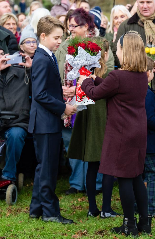 Prince George of Wales and Mia Tindall attend the Christmas Morning Service at Sandringham Church in 2023. Picture: Samir Hussein/WireImage