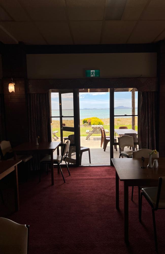 Waterloo Inn at Swansea with views out to the Hazards. Picture: Anna Critchley. For TasWeekend Indulge review.