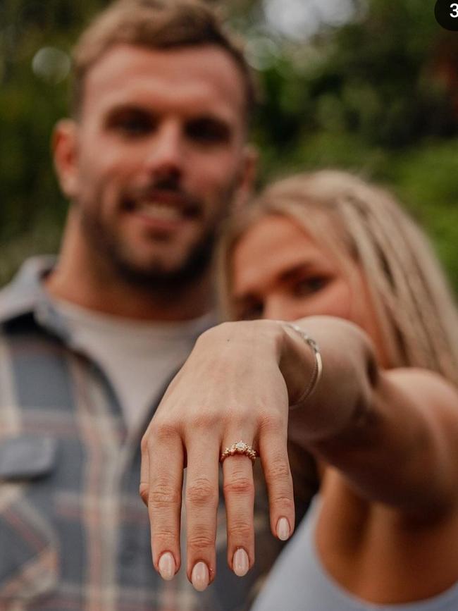 The ring Kyle Chalmers proposed to fiancee Ingeborg Loyning with. Picture: Supplied