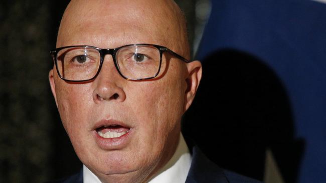 SYDNEY, AUSTRALIA - NewsWire Photos JUNE 11 , 2024: Opposition Leader Peter Dutton speaks at a press conference at the Shangri-la Hotel, Sydney.  Picture: NewsWire / John Appleyard