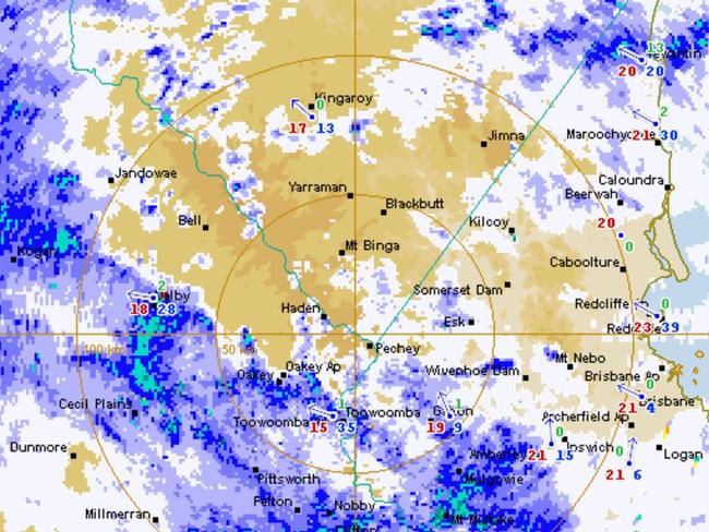 Widespread showers are expected to continue throughout Wednesday across the Darling Downs and South West. Photo: BoM