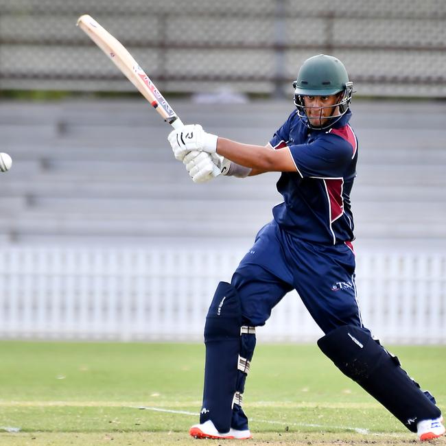 TSS batsman Dushyant Thaman GPS First XI cricket between TSS and ACGS Saturday February 1, 2025. Picture, John Gass