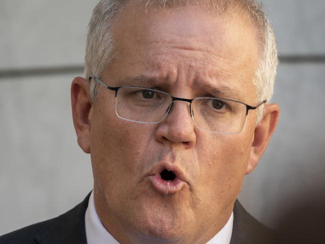 CANBERRA, AUSTRALIA - NewsWire Photos MARCH 29, 2021: Prime Minister Scott Morrison and Minister for Foreign Affairs , Marise Ann Payne hold a press conference at Parliament House, Canberra. Picture: NCA NewsWire / Martin Ollman