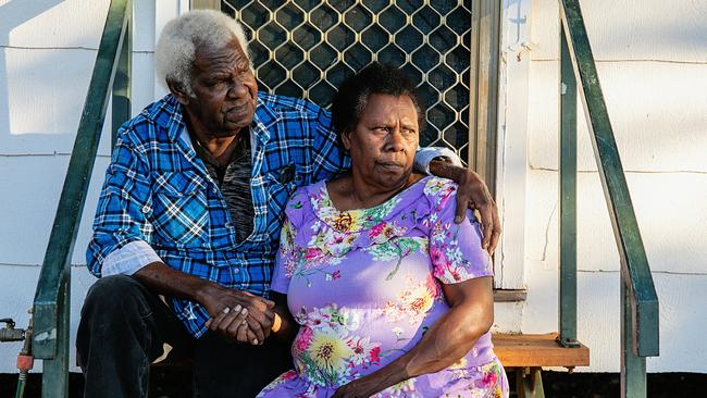 Min Gaulai and his wife Dolly Hankin outside their Mount Isa home. Picture: Leonie Winks