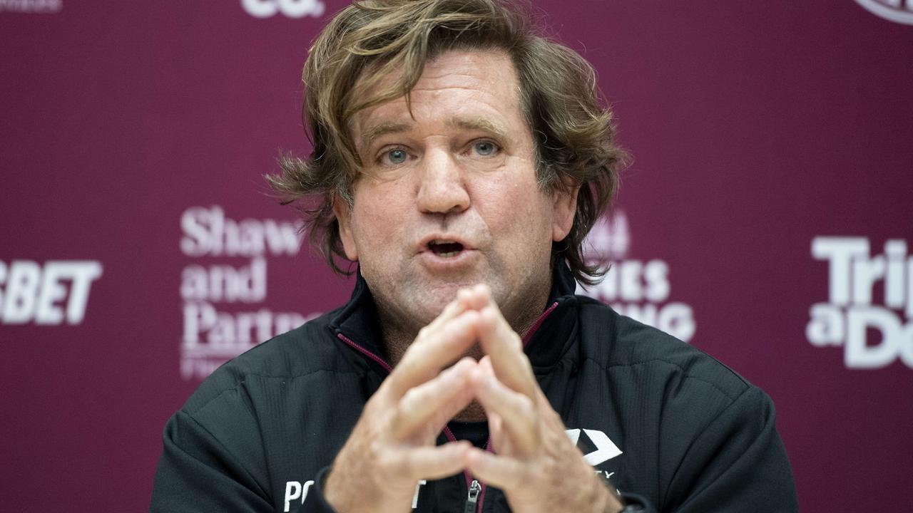 Sydney, Australia, Daily Telegraph, Tuesday, 26 July 2022. Coach Des Hasler pictured speaking at a press conference held inside the Sea Eagles Foundation Room at the new Centre of Excellence Building, Brookvale oval. Picture: Daily Telegraph / Monique Harmer