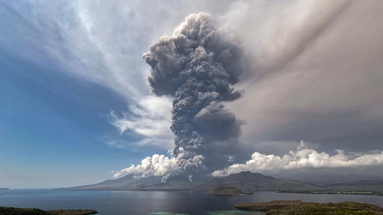 Mount Lewotobi Laki-Laki erupted a several times over the weekend. Picture: National Disaster Mitigation Agency/AFP