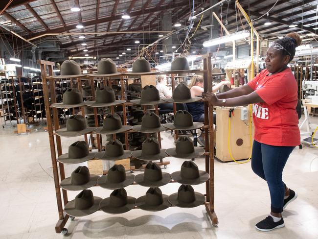 From start to finish it is a six-week process to make a single hat. Picture: Jeremy Piper