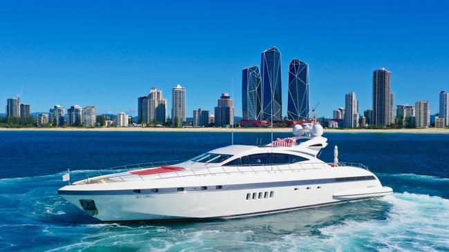 Superyacht Vanish off Surfers Paradise in front of the Jewel triple towers earlier this year. It has sold for $4m.