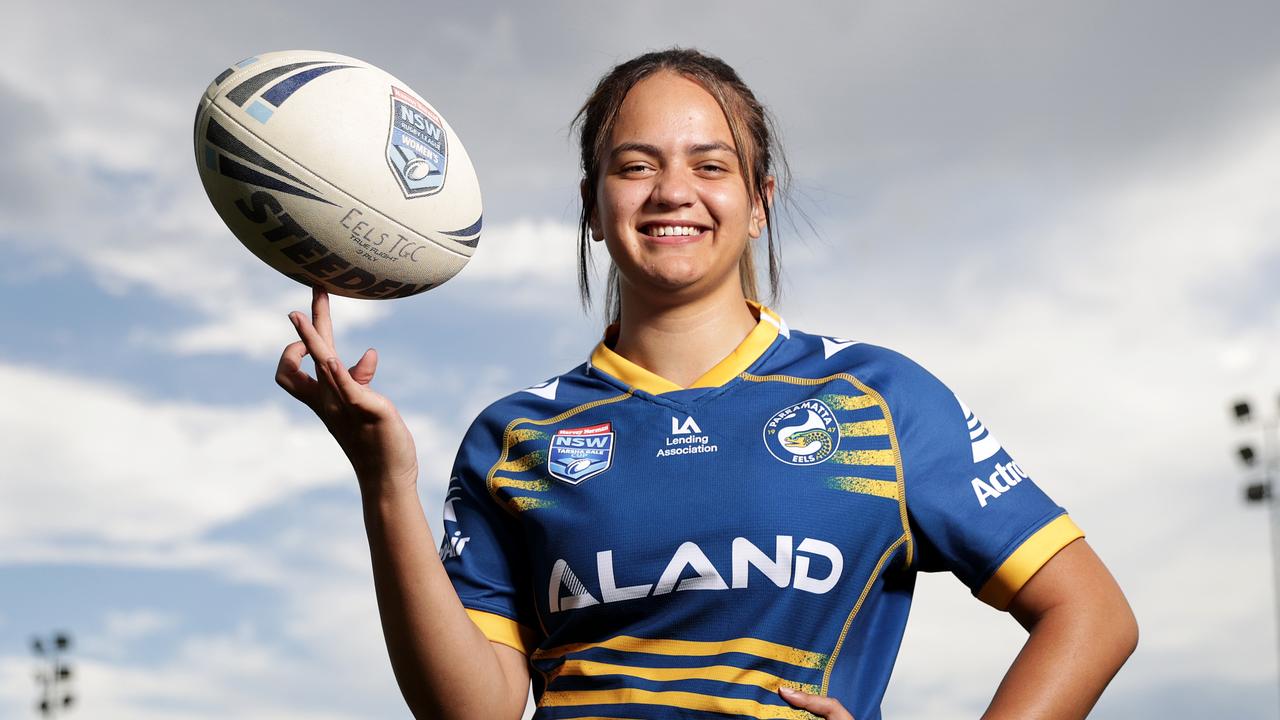 Rosemarie Becket scored for the Eels in the Tarsha Gale Cup clash against the Bulldogs. Picture: Toby Zerna