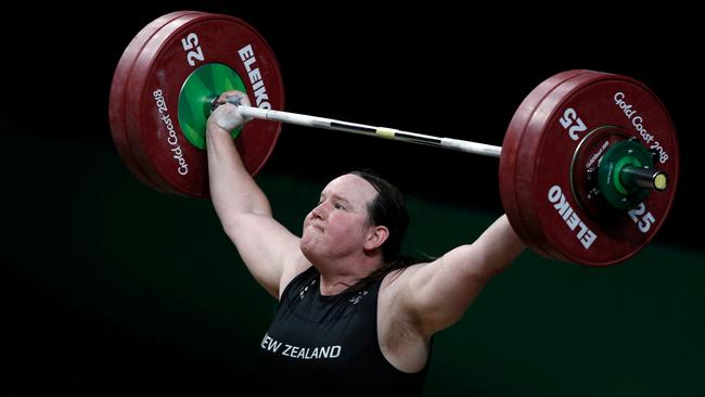 New Zealand transgender weightlifter Laurel Hubbard competing at the 2018 Gold Coast Commonwealth Games. Picture: AFP