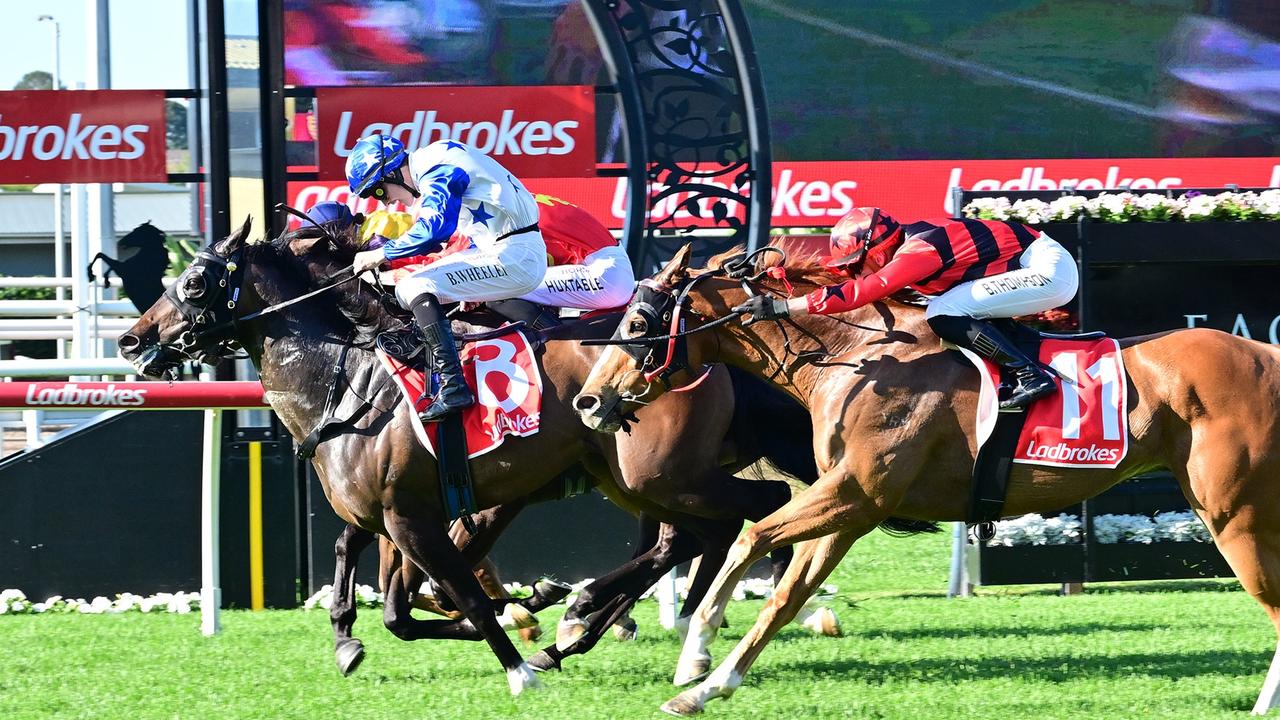 Supplied Editorial Young riding gun Bailey Wheeler enjoys a breakout day at Eagle Farm,
 pictured with one of his winners Maximum Output. Picture: Grant Peters,
 Trackside Photography.