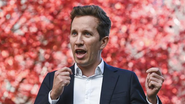 Federal member for Griffith, Max Chandler-Mather, holds a press conference on affordable housing at Parliament House in Canberra. Picture: Martin Ollman