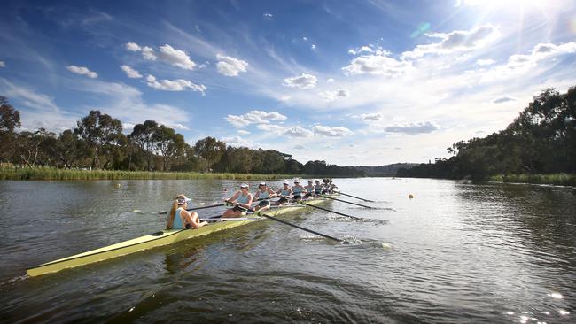 A Geelong Grammar rowing team. Picture: Glenn Ferguson