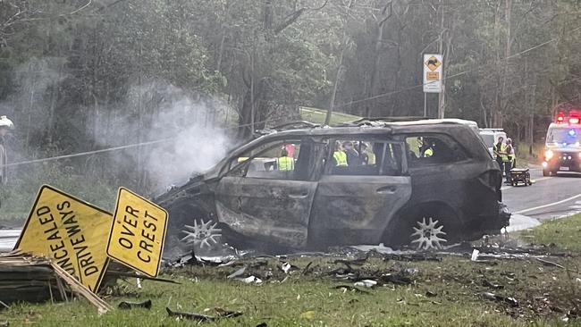 The fatal crash scene on Friday afternoon.