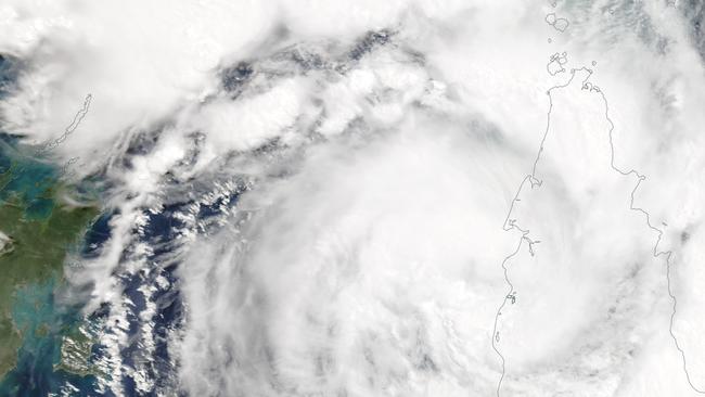 A NASA satellite image of Cyclone Trevor taken on Thursday afternoon