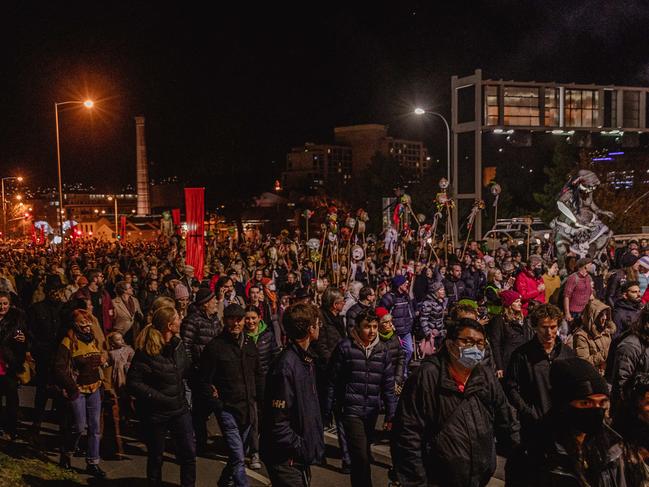 The crowd makes its way up to the Regatta Grounds in The Procession. Picture: Linda Higginson