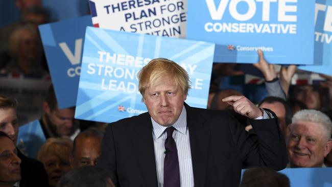 British Foreign Secretary Boris Johnson on the campaign trail last week. Picture: Getty Images