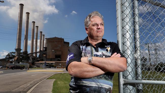 CFMEU mining secretary Geoff Dyke outside Hazelwood Power Plant. Picture: David Geraghty