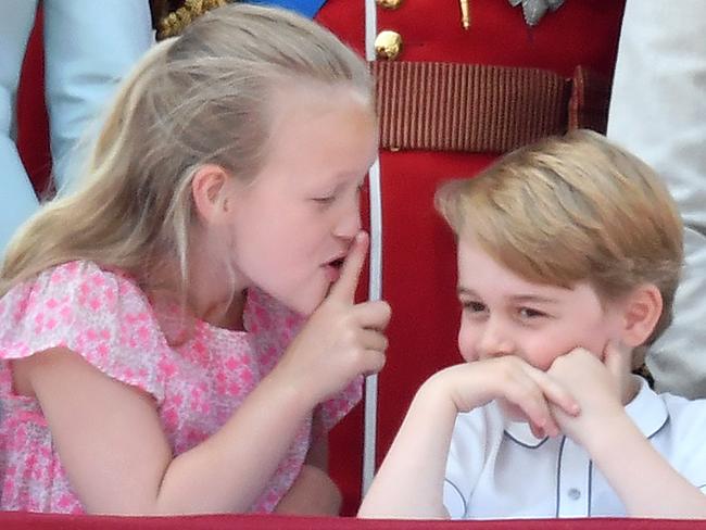 Savannah Phillips tells Prince George to shush. Picture: James Whatling/Mega