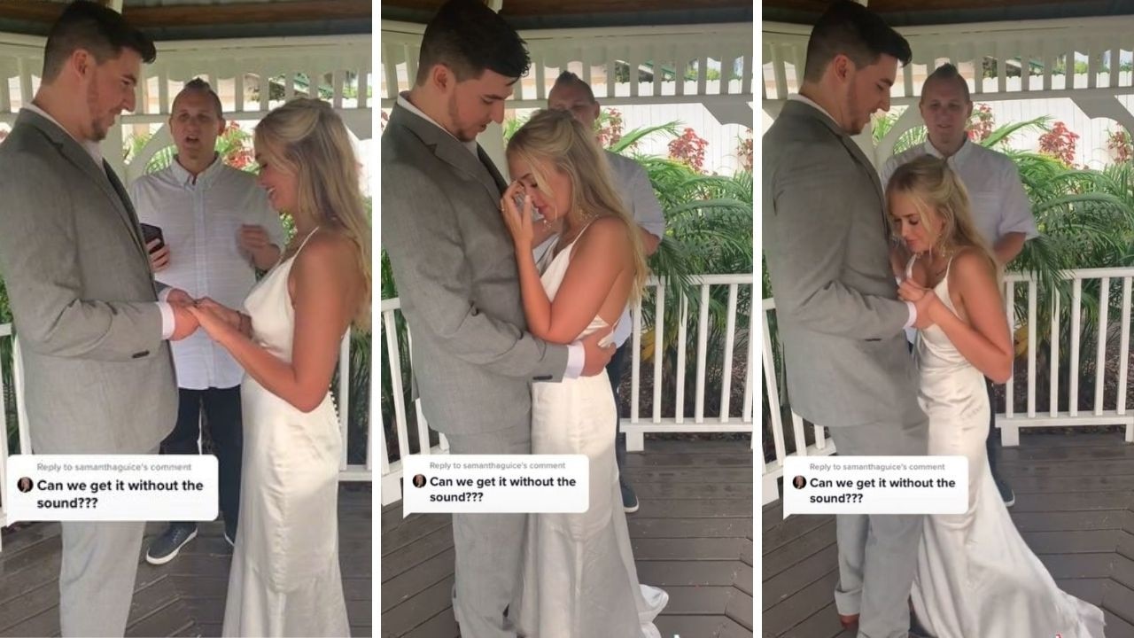 Kellee suddenly collapsed into her husband’s arms during their outdoor wedding ceremony in Florida. Picture: Tik Tok