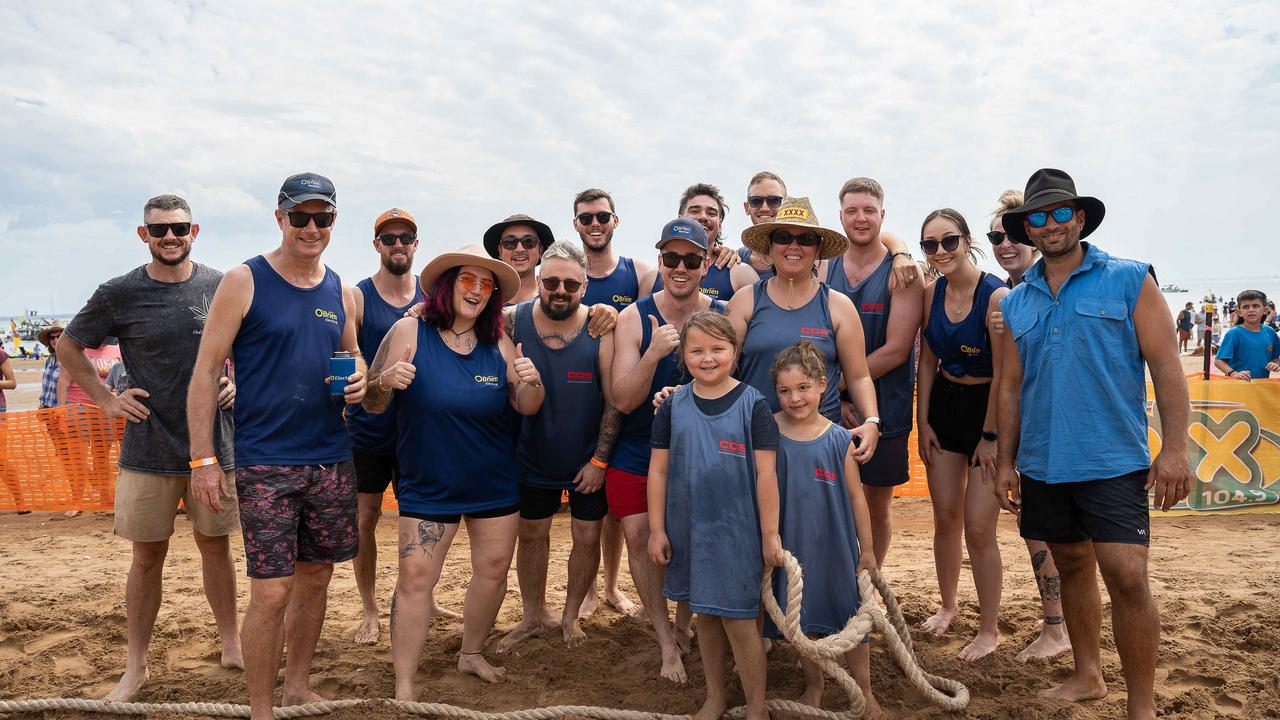 O’Brien Tug of war team ready to face Techno Vikings at the Darwin Beer Can Regatta at Mindil Beach, 2023. Picture: Pema Tamang Pakhrin