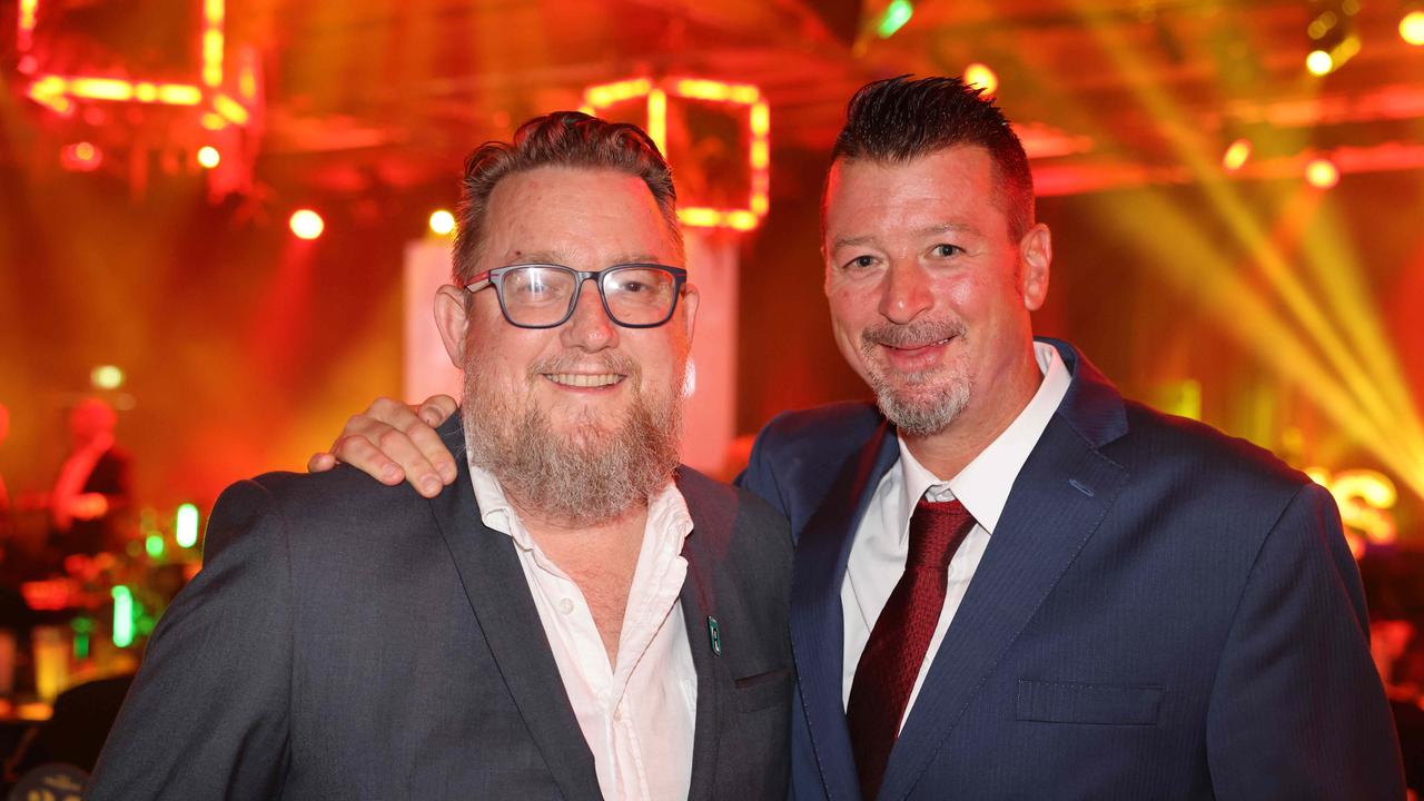 Darryl Sweeney and Zoran Zlatic at the Gold Coast Suns Club Champions Awards Night at The Star Gold Coast. Picture, Portia Large.