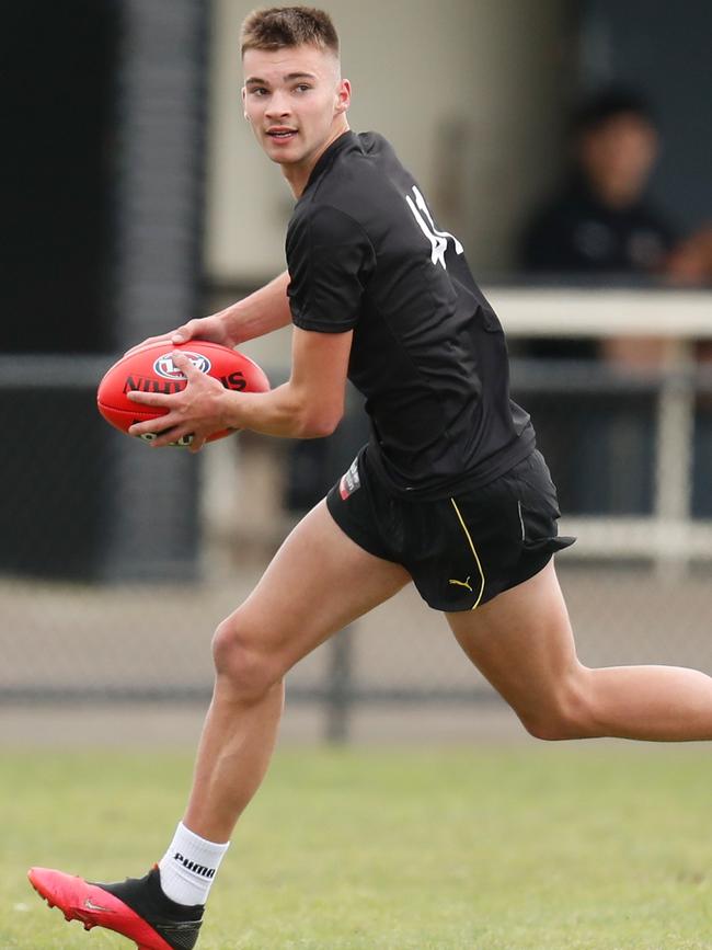 Darcy Wilmot in action at the pre-draft training session.